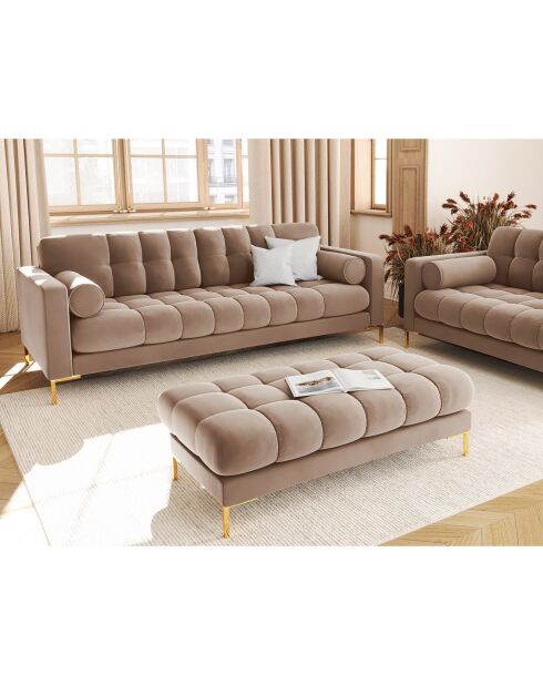 Canapé Velours Bali 3 Places beige - 177x92x75 cm
