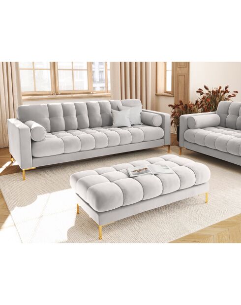 Canapé Velours Bali 3 Places gris - 177x92x75 cm