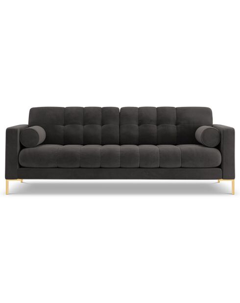 Canapé Velours Bali 3 Places gris foncé - 177x92x75 cm