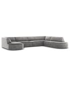 Canapé d'angle Panoramique droit Velours Charles 7 Places gris clair - 366x273x69 cm