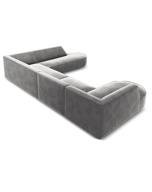 Canapé d'angle Panoramique droit Velours Charles 7 Places gris clair - 366x273x69 cm