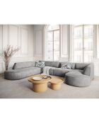 Canapé d'angle Panoramique droit Velours Charles 7 Places gris clair - 366x273x69 cm