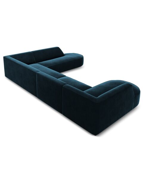 Divano angolare destro panoramico Velours Charles 7 posti benzina - 366x273x69 cm