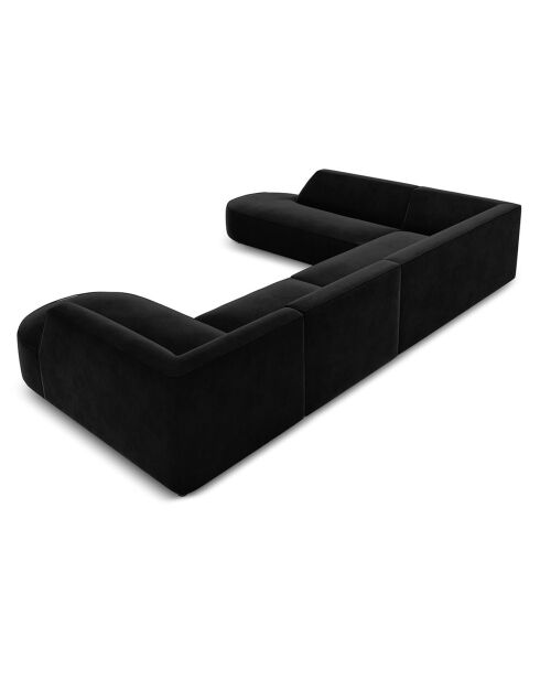 Canapé d'angle Panoramique gauche Velours Charles 7 Places noir - 366x273x69 cm