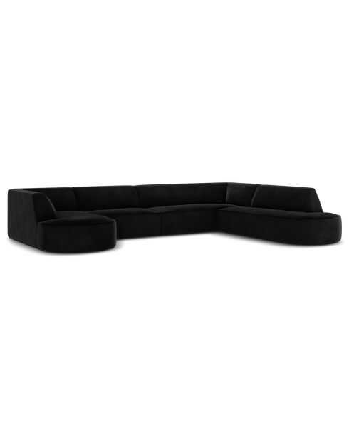Canapé d'angle Panoramique droit Velours Charles 7 Places noir - 366x273x69 cm