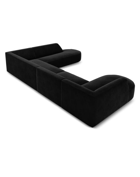 Canapé d'angle Panoramique droit Velours Charles 7 Places noir - 366x273x69 cm