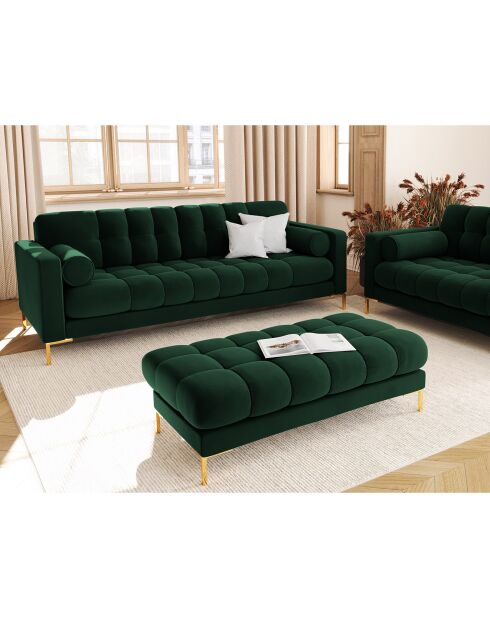 Canapé Velours Bali 4 Places vert bouteille - 217x92x75 cm