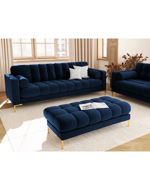 Canapé Velours Bali 4 Places bleu roi - 217x92x75 cm