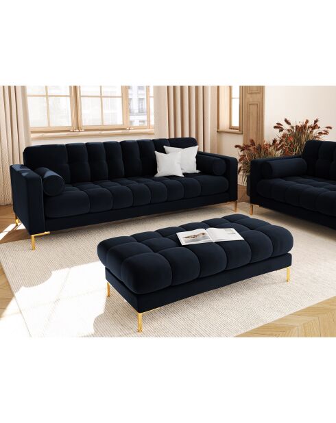 Canapé Velours Bali 4 Places bleu foncé - 217x92x75 cm