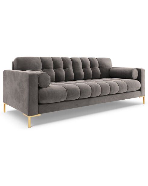 Canapé Velours Bali 4 Places gris clair - 217x92x75 cm