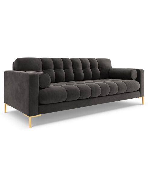 Canapé Velours Bali 4 Places gris foncé - 217x92x75 cm