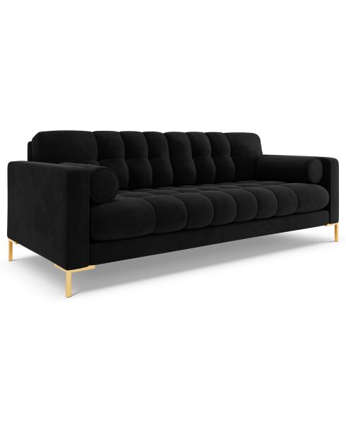 Canapé Velours Bali 4 Places noir - 217x92x75 cm