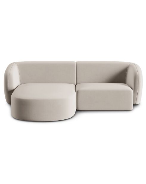 Canapé d'angle gauche Modulaire Velours Chiara 3 Places beige - 184x155x74 cm