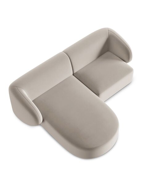 Canapé d'angle gauche Modulaire Velours Chiara 3 Places beige - 184x155x74 cm