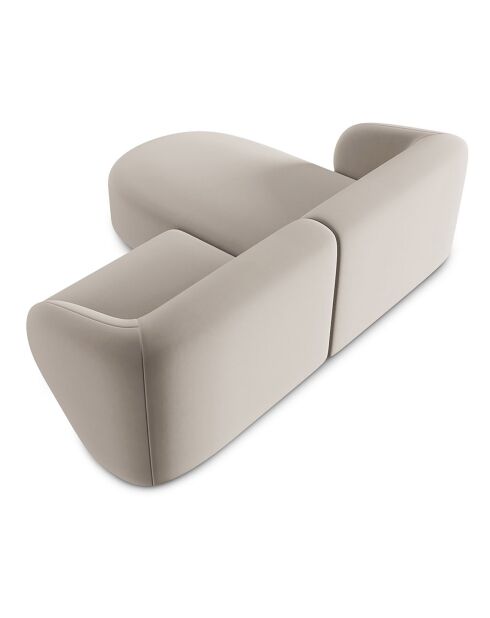 Canapé d'angle gauche Modulaire Velours Chiara 3 Places beige - 184x155x74 cm