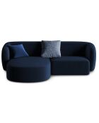 Canapé d'angle gauche Modulaire Velours Chiara 3 Places bleu roi - 184x155x74 cm