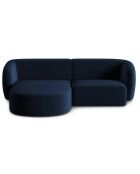 Canapé d'angle gauche Modulaire Velours Chiara 3 Places bleu roi - 184x155x74 cm