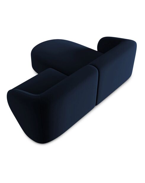 Canapé d'angle gauche Modulaire Velours Chiara 3 Places bleu roi - 184x155x74 cm