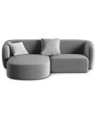 Canapé d'angle gauche Modulaire Velours Chiara 3 Places gris - 184x155x74 cm