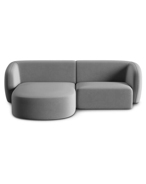 Canapé d'angle gauche Modulaire Velours Chiara 3 Places gris - 184x155x74 cm