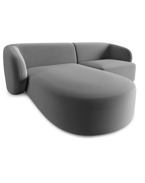 Canapé d'angle gauche Modulaire Velours Chiara 3 Places gris - 184x155x74 cm