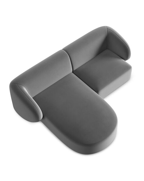 Canapé d'angle gauche Modulaire Velours Chiara 3 Places gris - 184x155x74 cm