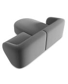 Canapé d'angle gauche Modulaire Velours Chiara 3 Places gris - 184x155x74 cm