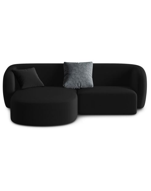 Canapé d'angle gauche Modulaire Velours Chiara 3 Places noir - 184x155x74 cm