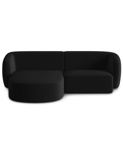Canapé d'angle gauche Modulaire Velours Chiara 3 Places noir - 184x155x74 cm