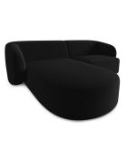 Canapé d'angle gauche Modulaire Velours Chiara 3 Places noir - 184x155x74 cm