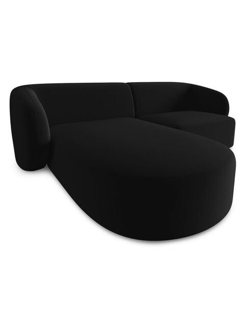 Canapé d'angle gauche Modulaire Velours Chiara 3 Places noir - 184x155x74 cm