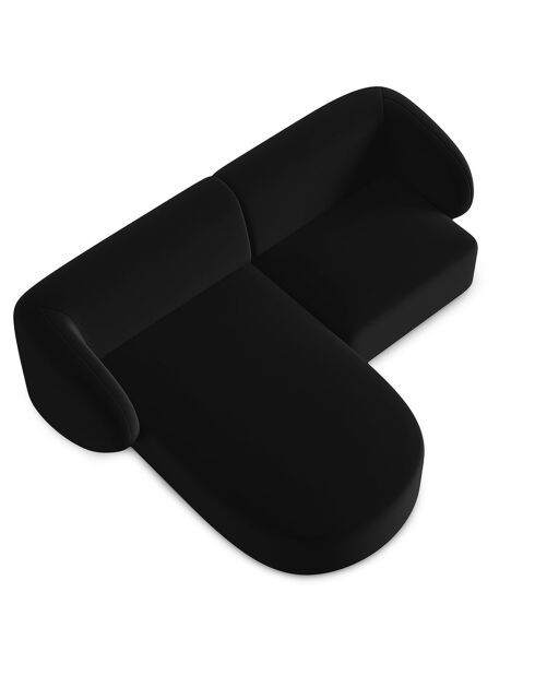 Canapé d'angle gauche Modulaire Velours Chiara 3 Places noir - 184x155x74 cm
