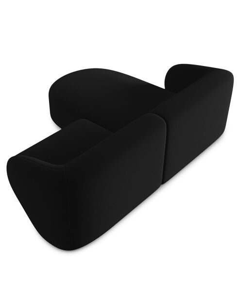 Canapé d'angle gauche Modulaire Velours Chiara 3 Places noir - 184x155x74 cm