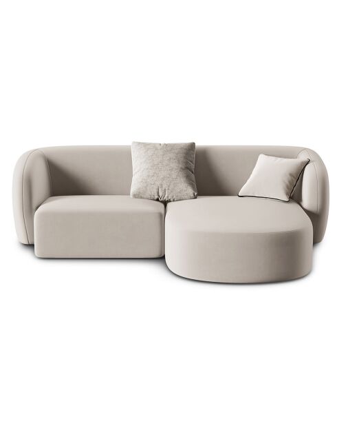 Canapé d'angle droit Modulaire Velours Chiara 3 Places beige - 184x155x74 cm