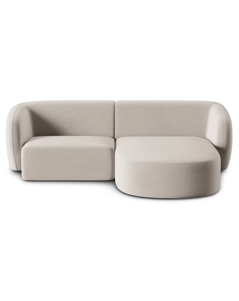 Canapé d'angle droit Modulaire Velours Chiara 3 Places beige - 184x155x74 cm