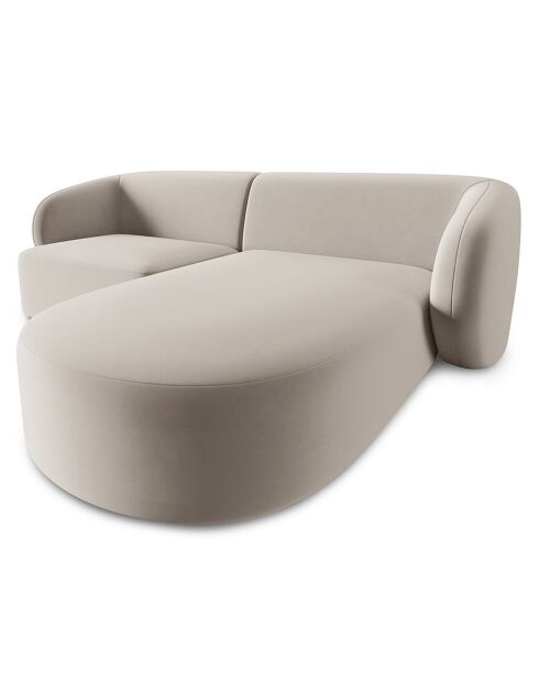 Canapé d'angle droit Modulaire Velours Chiara 3 Places beige - 184x155x74 cm