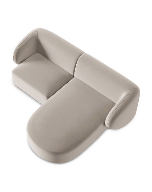 Canapé d'angle droit Modulaire Velours Chiara 3 Places beige - 184x155x74 cm