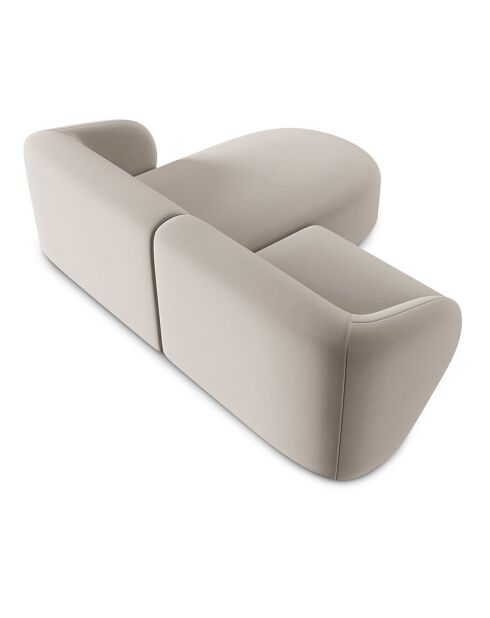 Canapé d'angle droit Modulaire Velours Chiara 3 Places beige - 184x155x74 cm