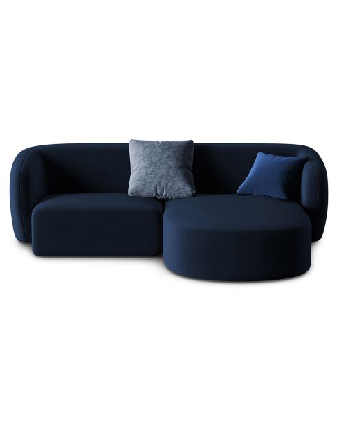Canapé d'angle droit Modulaire Velours Chiara 3 Places bleu roi - 184x155x74 cm