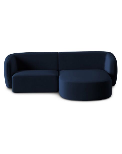 Canapé d'angle droit Modulaire Velours Chiara 3 Places bleu roi - 184x155x74 cm