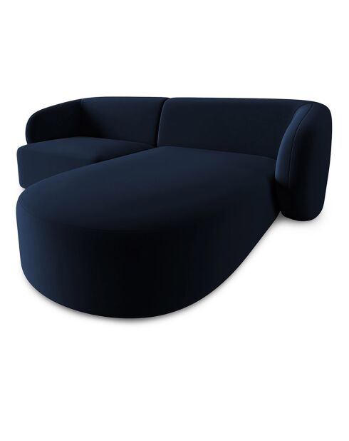 Canapé d'angle droit Modulaire Velours Chiara 3 Places bleu roi - 184x155x74 cm