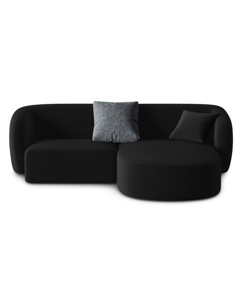 Canapé d'angle droit Modulaire Velours Chiara 3 Places noir - 184x155x74 cm