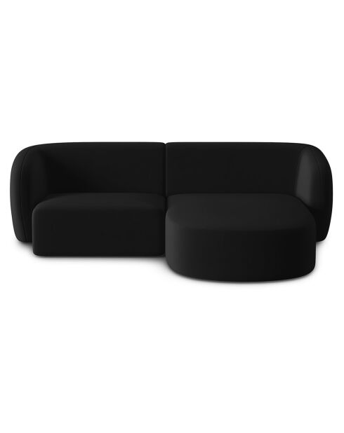 Canapé d'angle droit Modulaire Velours Chiara 3 Places noir - 184x155x74 cm