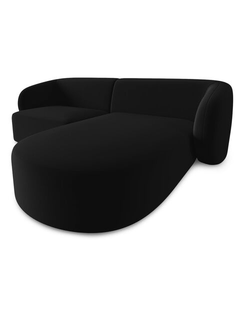 Canapé d'angle droit Modulaire Velours Chiara 3 Places noir - 184x155x74 cm