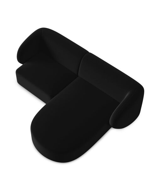 Canapé d'angle droit Modulaire Velours Chiara 3 Places noir - 184x155x74 cm