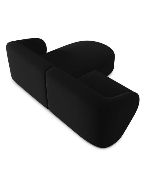 Canapé d'angle droit Modulaire Velours Chiara 3 Places noir - 184x155x74 cm