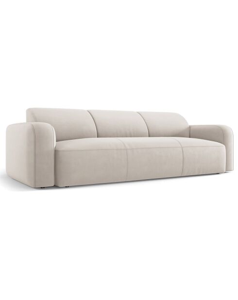 Canapé Velours Jasmin 3 Places beige - 235x95x72 cm