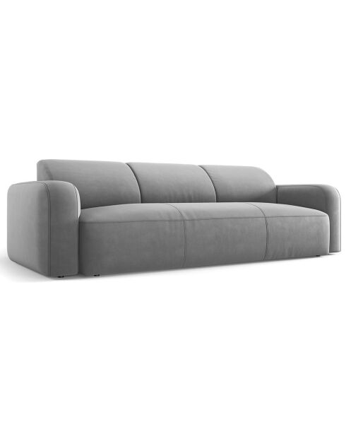 Canapé Velours Jasmin 3 Places gris - 235x95x72 cm