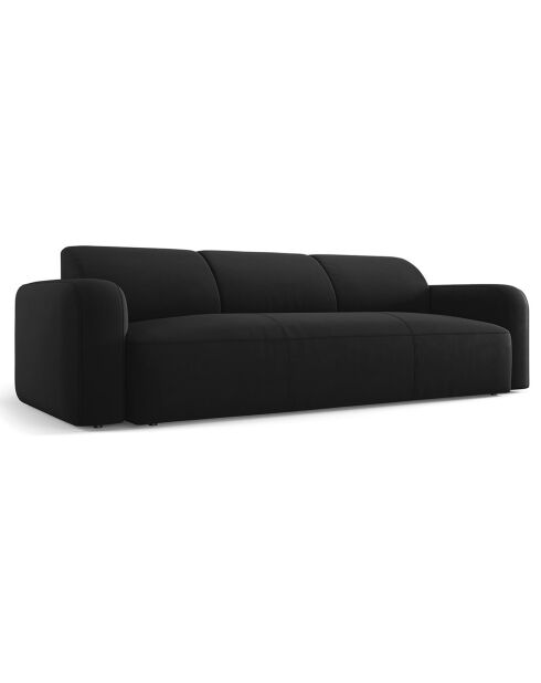 Canapé Velours Jasmin 3 Places noir - 235x95x72 cm