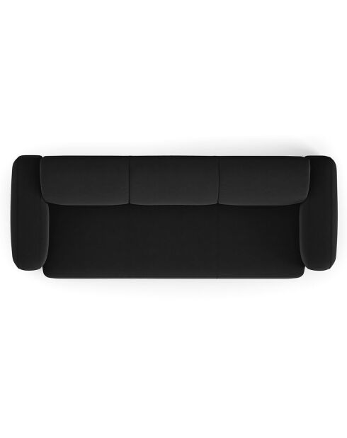 Canapé Velours Jasmin 3 Places noir - 235x95x72 cm